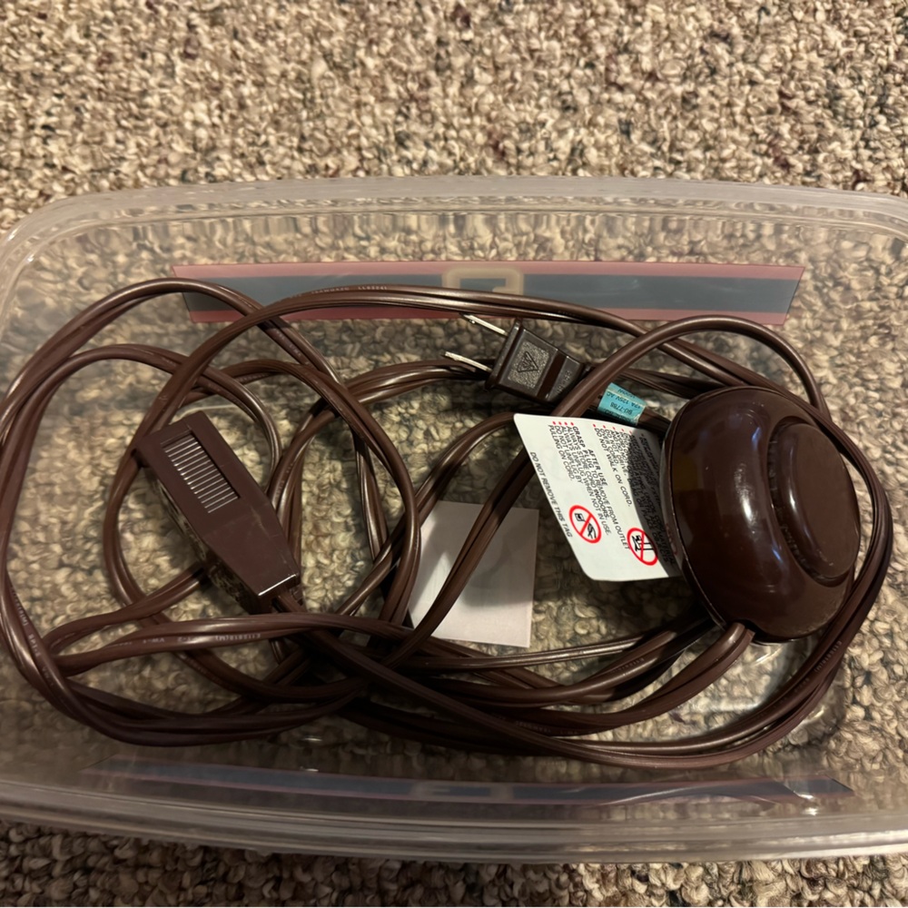 Brown Electrical Cord with Plug and foot switch on/off with bow tie tub